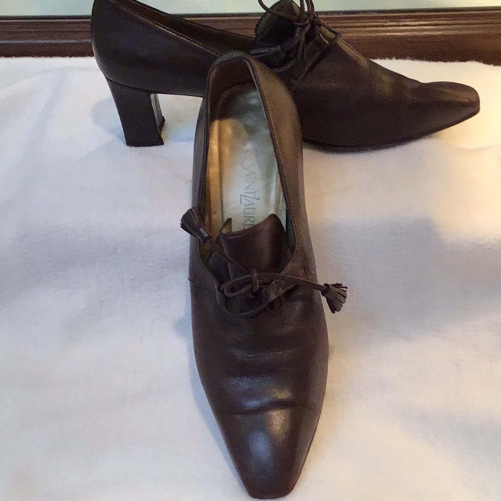 Yves Saint Laurent square toed pumps